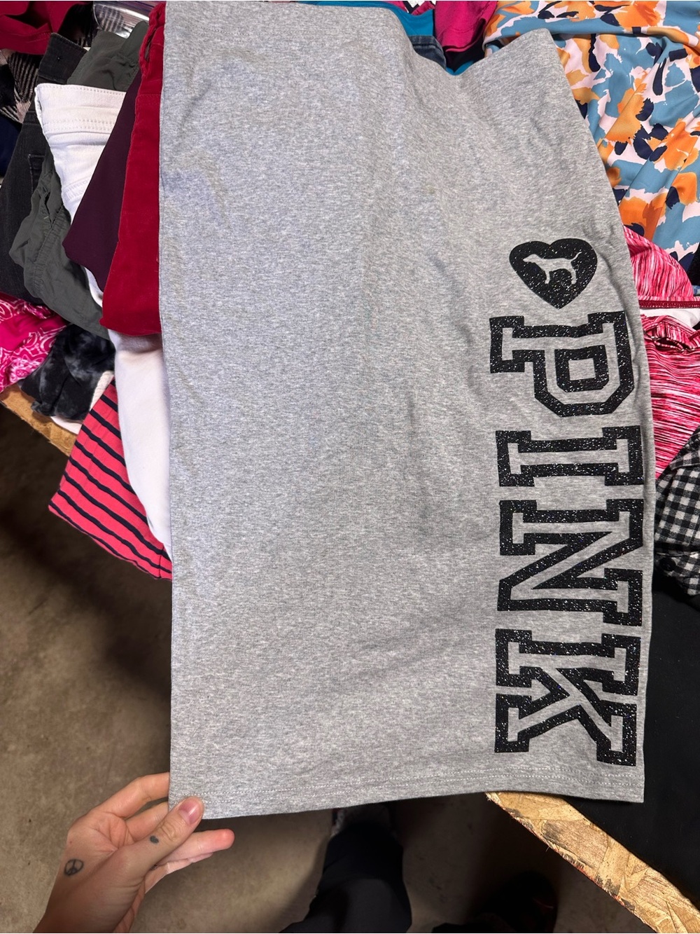 PINK Victoria's Secret Gray Logo Pencil Skirt